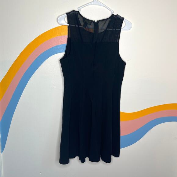 Forever 21+ Sleeveless Mini Dress Womens Size 1X Black Mesh Pleated Fit Flare - Picture 2 of 7